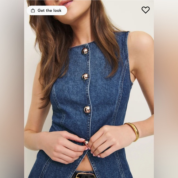 NWT Reformation Ophelia Denim Top in Keila Size 6 Vest - Picture 3 of 13